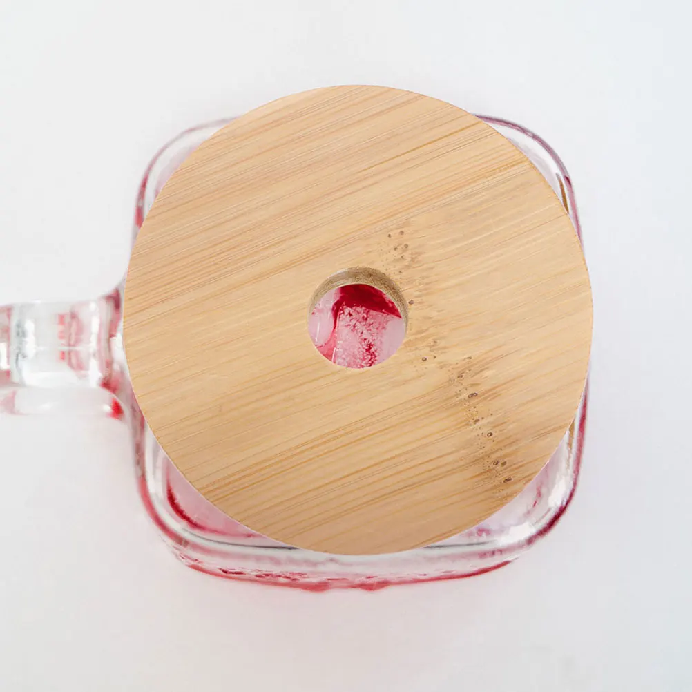 6Pcs Jar Bamboo Lids Wooden Cup Covers for Glass Jars Sealing Replacement Accessories