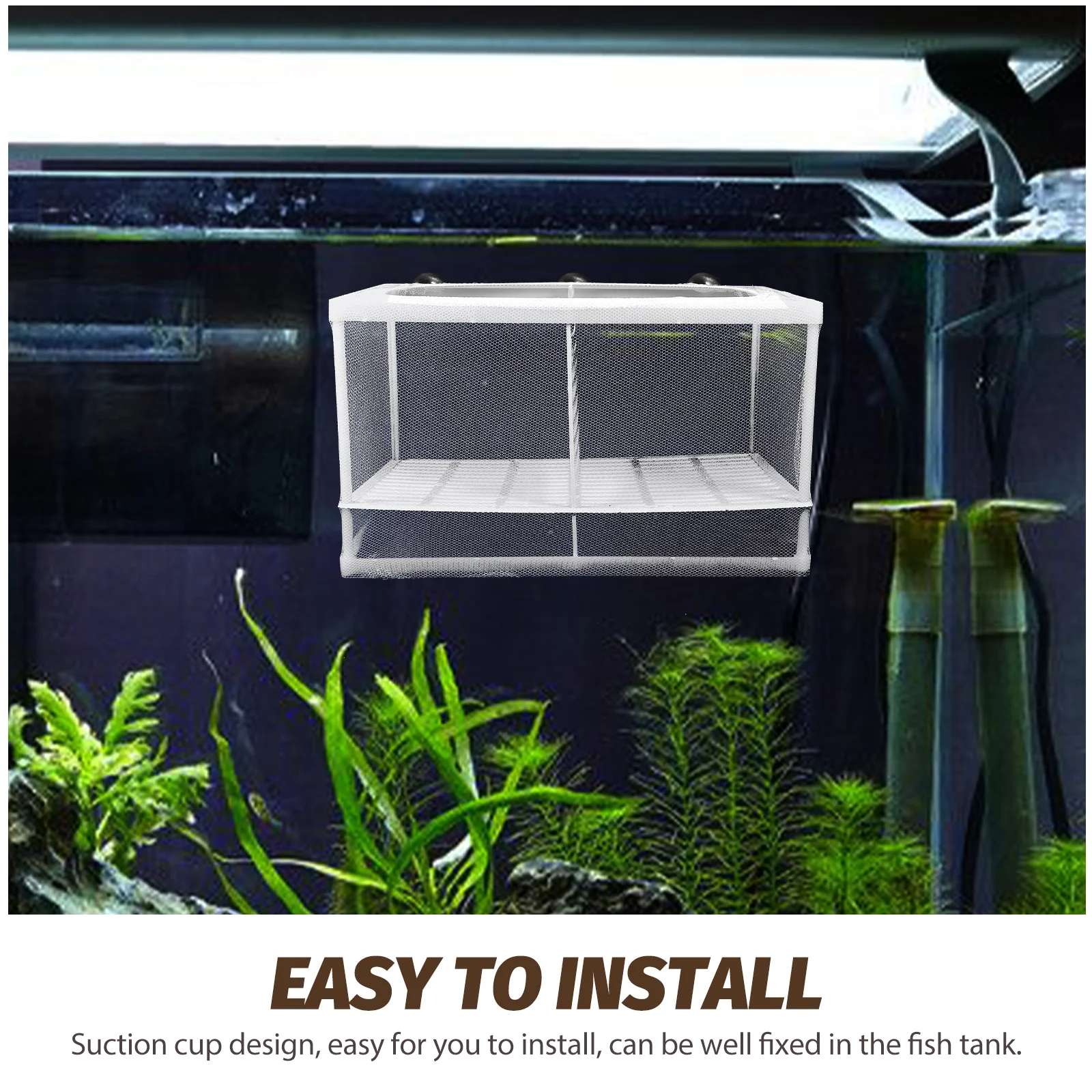 

2Pcs Isolation Net with Divider for Fish Tank Premium Plastic Nylon Breeding Box for Baby Fish Protection Large Capacity