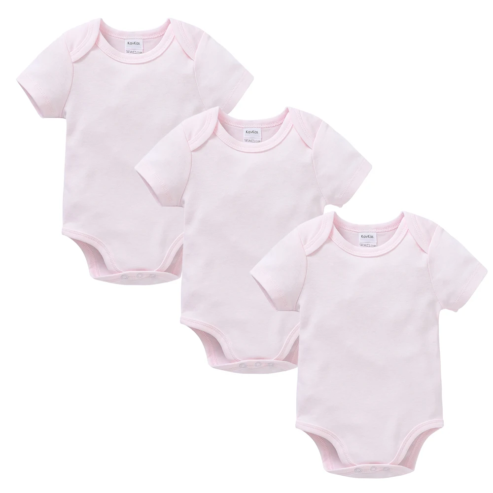 3 Pieces Baby Rompers Boys Clothing Muslin Blank Bodysuit Girls Pink Plain Colors Jumpsuit One piece Infant Products 0-24M