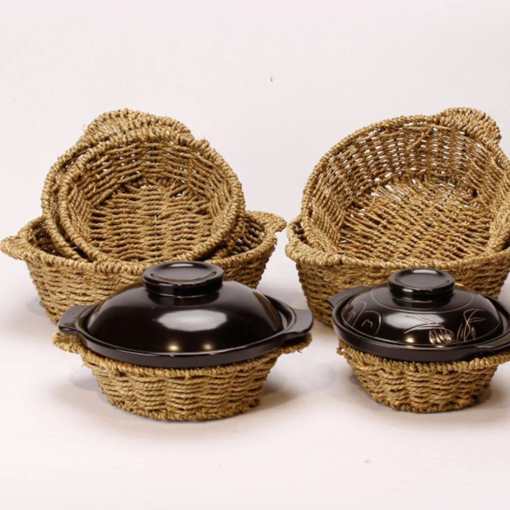 

1 pc Sand Pot Basket Hand-Woven Straw Casserole Mat Heat Insulation Pad For Earthen Ceramic Pot Storage Table Protector