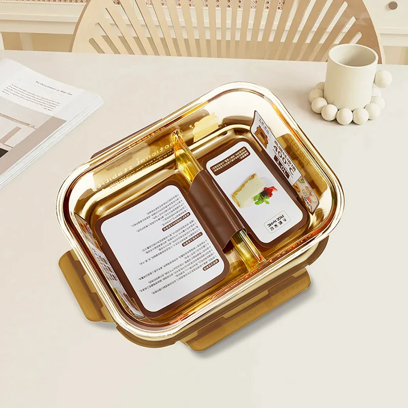 HeY LiLac 625ml Capybara Amber Heat-resistant partitioned rectangular glass Food storage box Airtight Freshness box