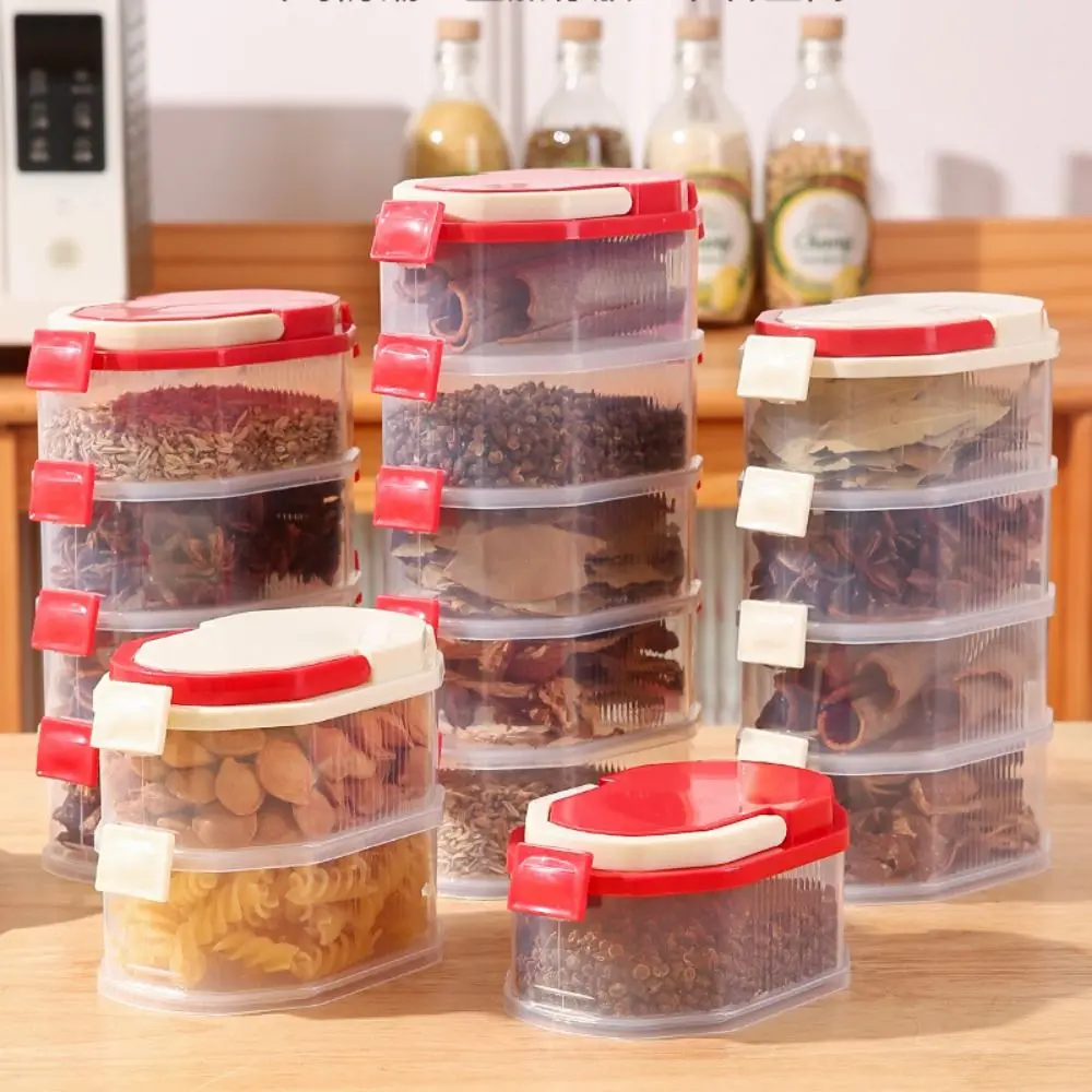 With Handle Sealed Storage Box Small Transparent Storage Containers Stackable Preservation Boxes Salt Pepper Herbs Sugar