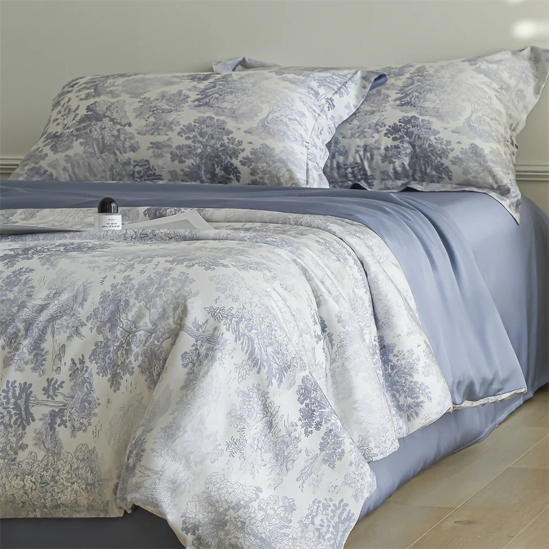 

Nature Eucalyptus Lyocell Duvet Cover Set Soft Touch Silky Soft Cooling Fitted/Bed Sheet Pillowcases Bedding Set Queen King 4Pcs