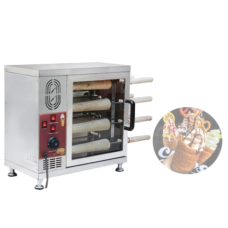 

220V 110V Chimney Cake Oven Roll Grill Machine Stainless Steel Bread Roll Ice Cream Cone Waffle Maker