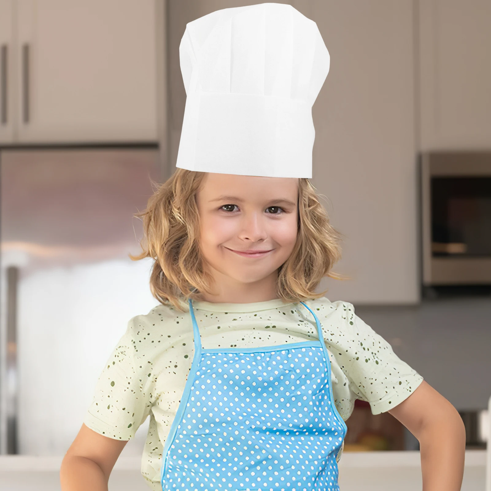 

20pcs Kids Chef Hat Adjustable Non-woven Tall White Disposable Cooking Hats for Children Kitchen Catering Activity
