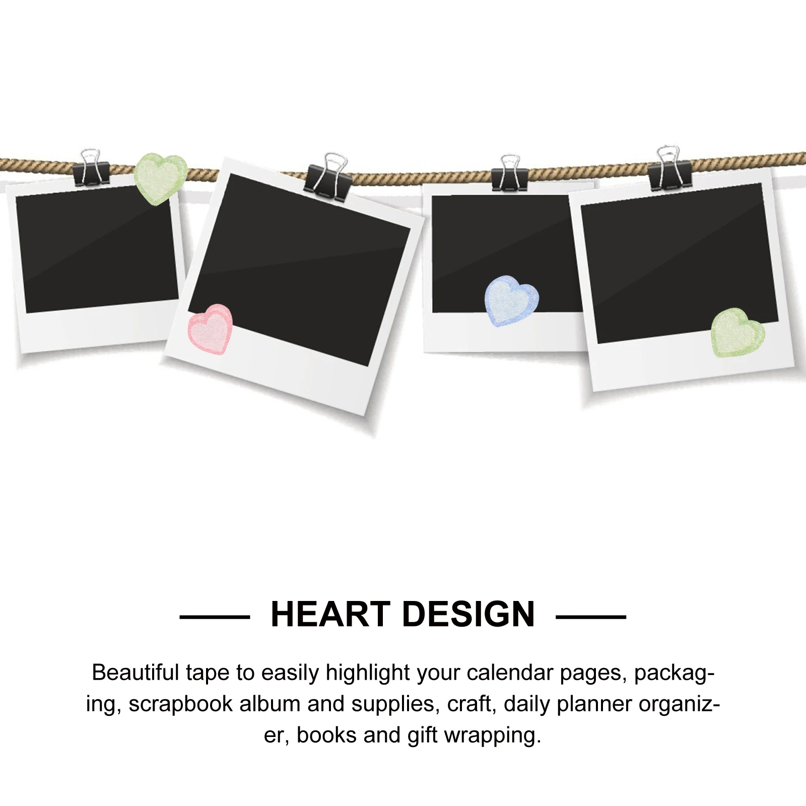 

6 Rolls Heart Masking Tape Paper Sticker Photo Album Scrapbook Shaped Seal