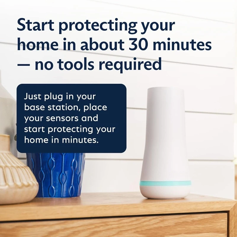 8 Piece Wireless Home Security System - with Alexa and Google Assistant , White，home.