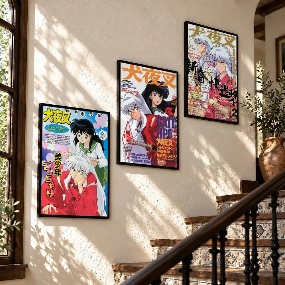 anime Inuyasha Poster Waterproof HD Self Stick Poster Unframed Wall Art Decor for Home Room Decoration Gift