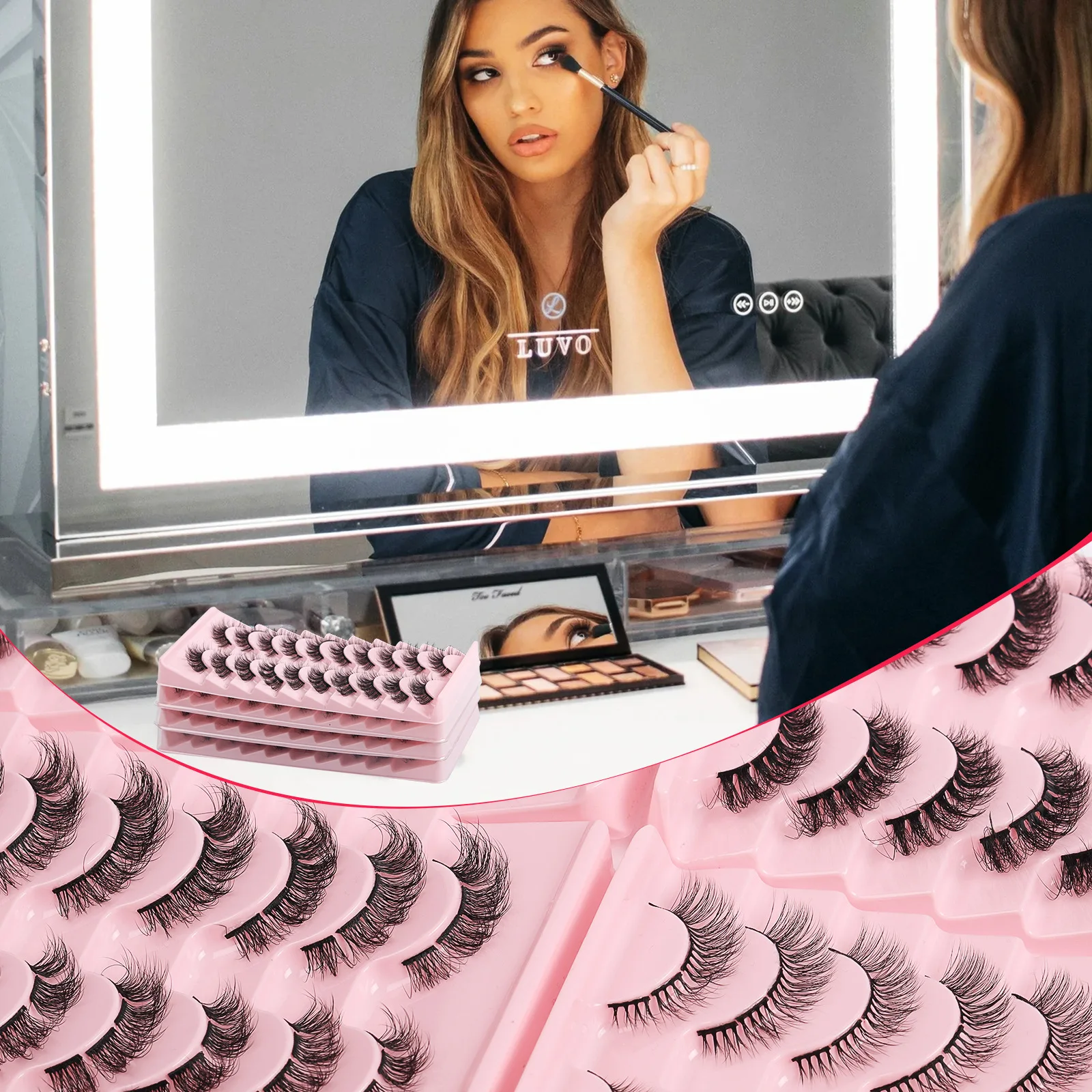 ขนตาปลอมธรรมชาติ 10 คู่ ลุคทำงานประจำวัน ขนตาแบบแถบ น้ำหนักเบา ขนตาปลอมทำมือ นุ่มฟู