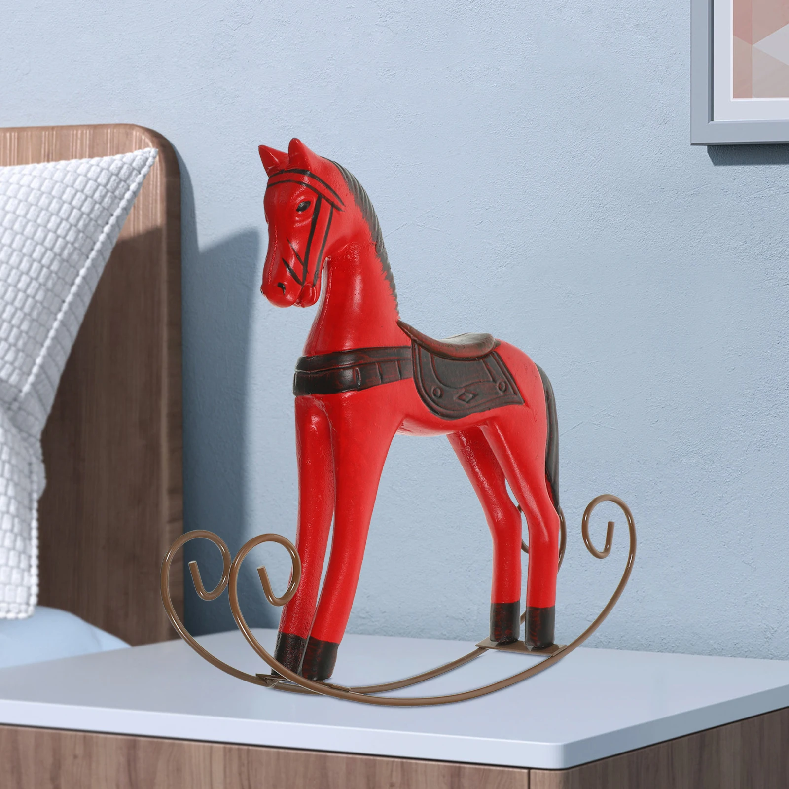 

1Pc Nordic Style Colorful Wooden Horse Tabletop Ornament Home Desktop Decoration Exquisite Craftsmanship Stable Bottom