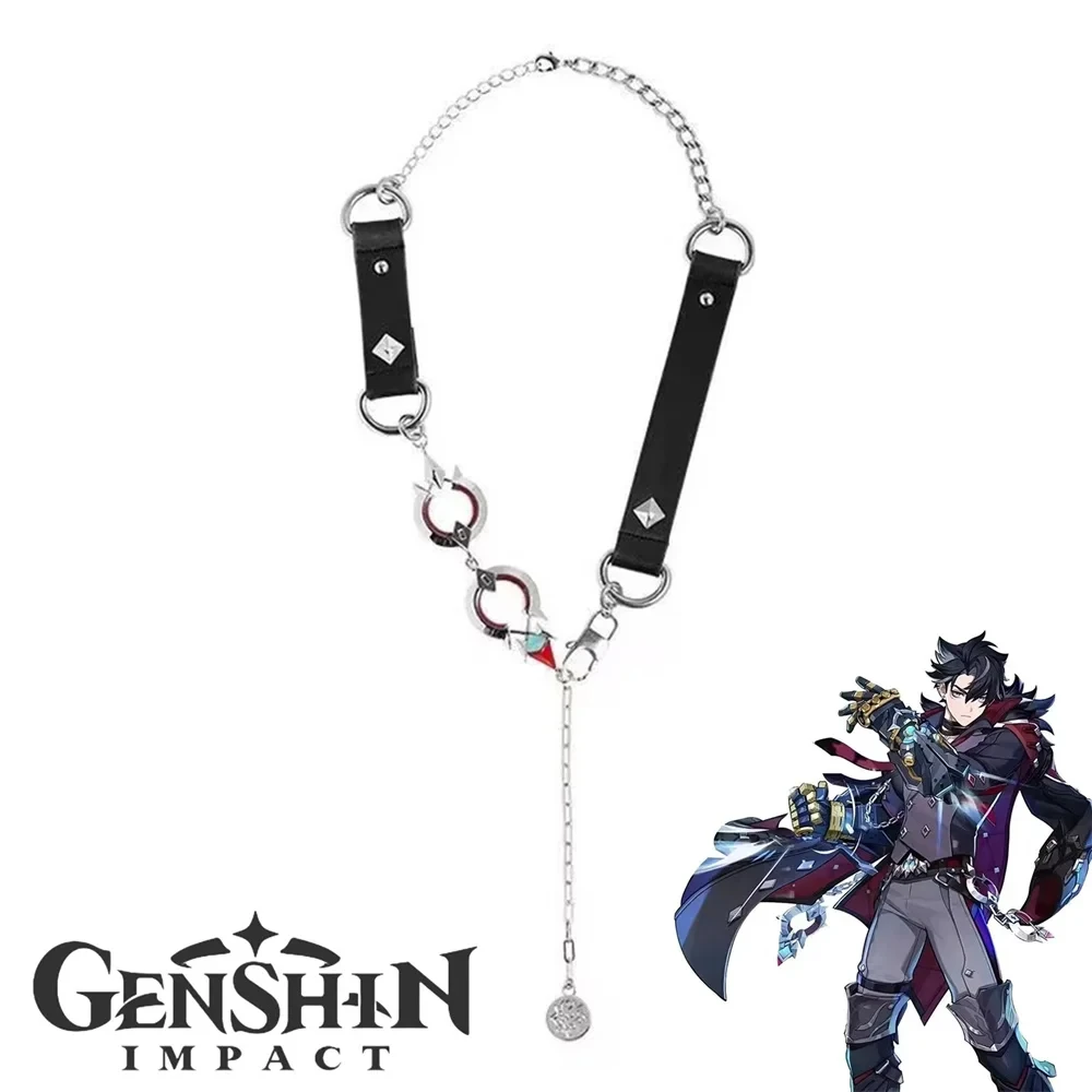 Game Genshin Impact Wriothesley Cosplay Necklace Fashion Jewelry Pendant Alloy Choker Unisex Punk Accessories