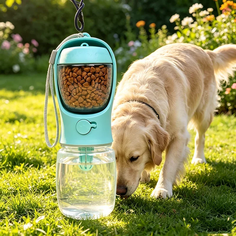 Botella de Agua Portátil para Perros y Gatos con Contenedor de Almacenamiento de Comida y Agua para Cachorros, Mascotas, Perros, Tazón de Alimentación, Suministros para Mascotas de Viaje al Aire Libre