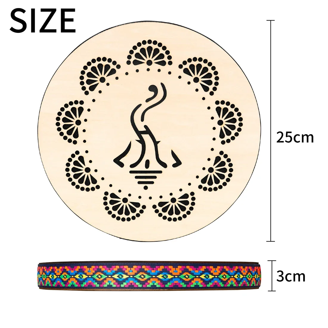 J186 10 Inch Wooden Stream Drum Hand Carving Mist Pattern Wave Sound Percussion Instrument for Music Meditation Yoga Relaxation