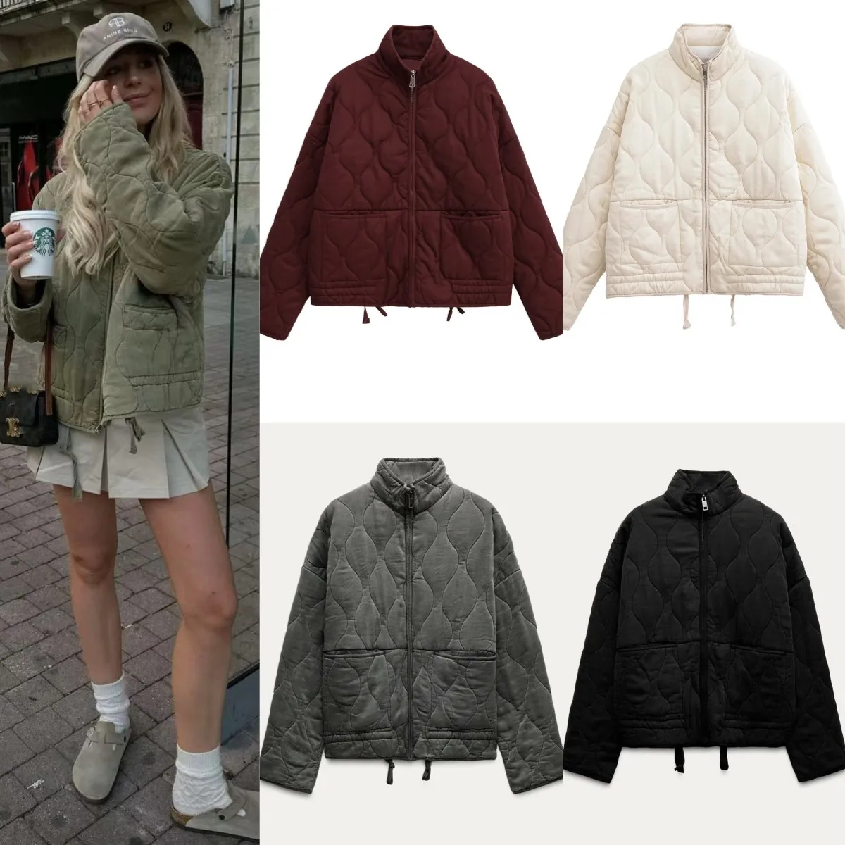 

Quilted Cotton Jacket for Women 2025 Winter New Arrival Zw Series Soft Lenzing Fabric Vintage Warm Coat 4088242