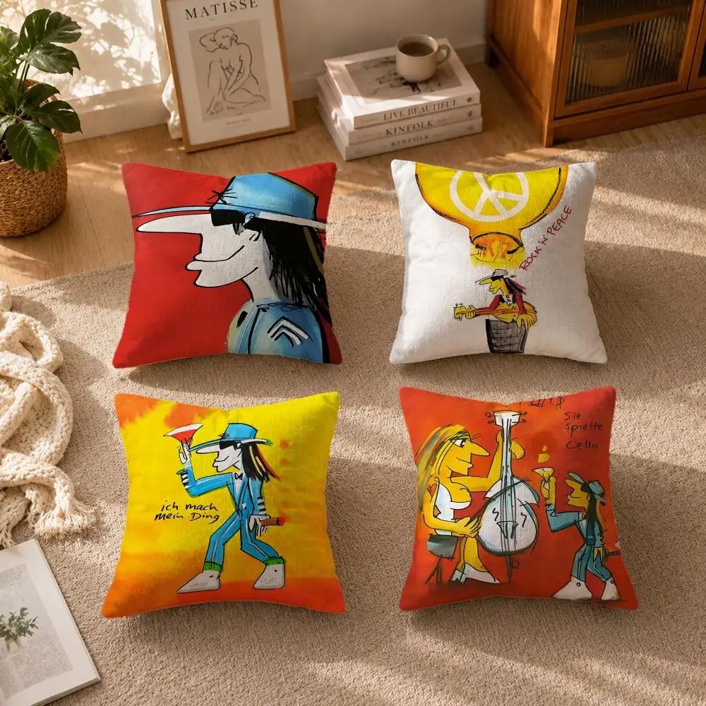 Celebrity-Udo LindenbergS Cushion Cover Soft Short Plush Zippered Cushion Covers 40/45/50cm Square Decor for Sofa Home
