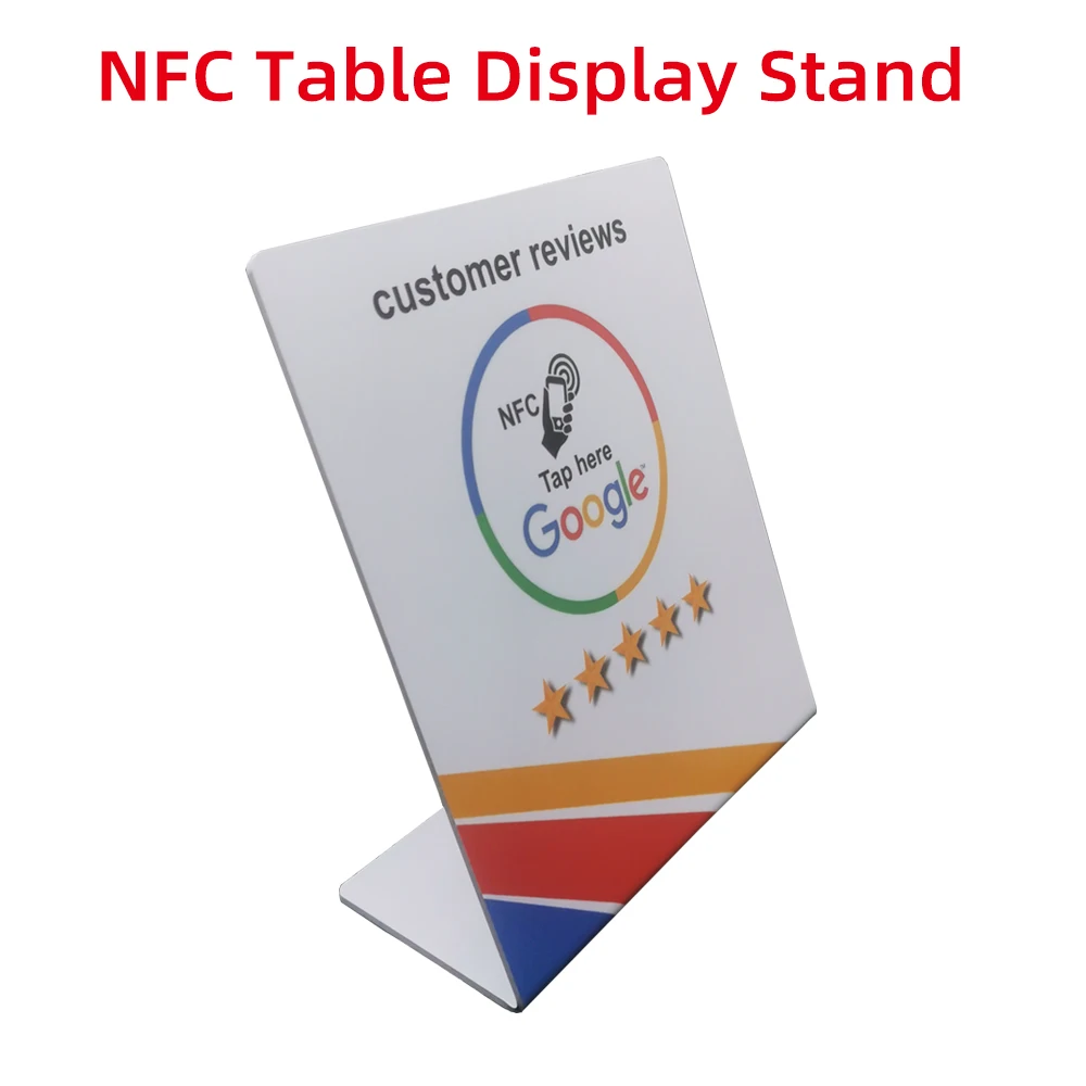 Imagem -03 - Tabela Display Stand para Restaurante Pvc Nfc Scan Code Google Review Display Card 213 215 Chip 1356 Mhz 504bytes