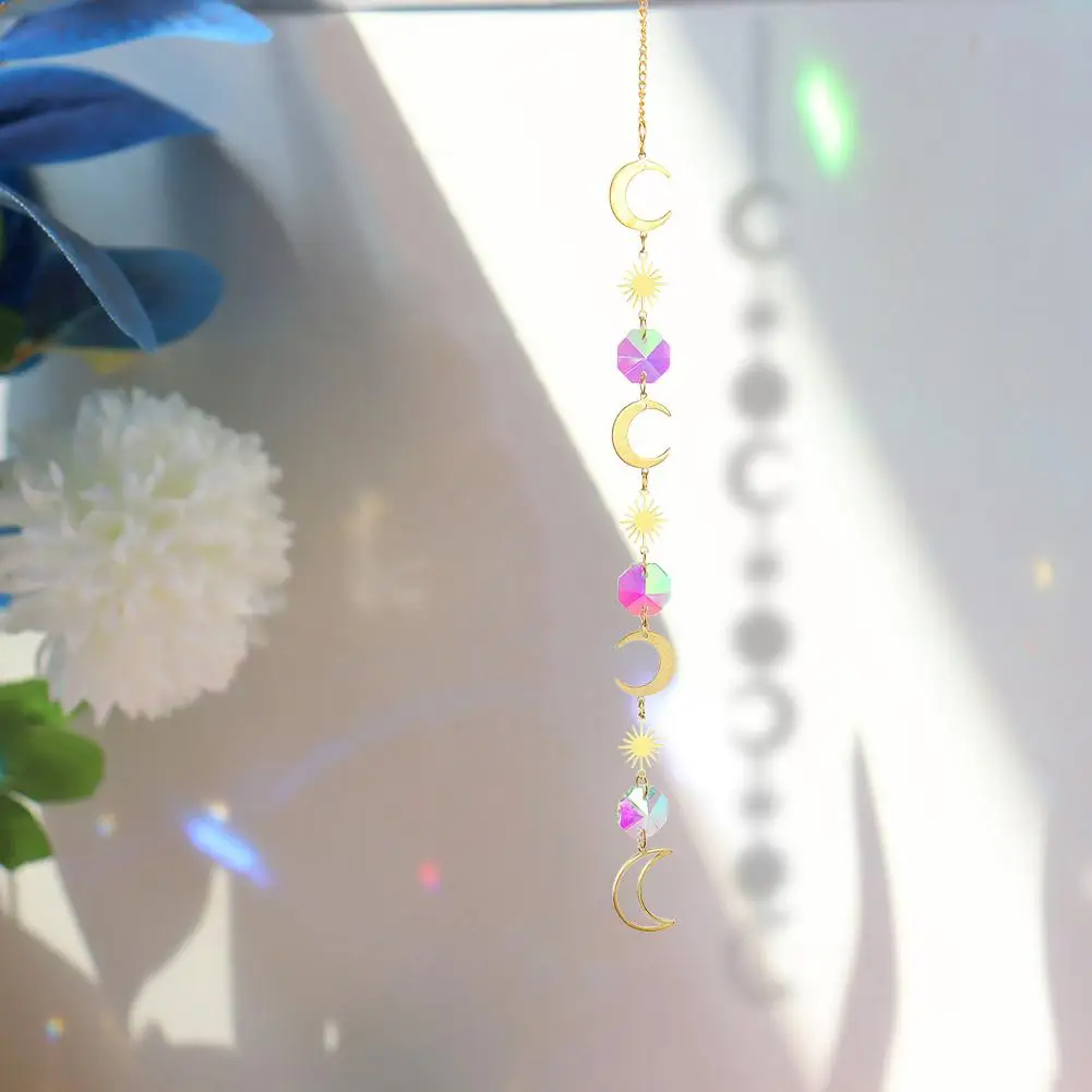 Crystal Sunlight Catcher Pendant Hanging Colorful Beads Hanging Drop Lamp Ornament Car Garden Pendant Decor