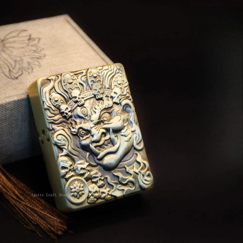 

Тяжелая 3D рельефная топливная зажигалка, креативно резная ветрозащитная зажигалка для шлифовального круга, аксессуары для сигарет, мужской подарок