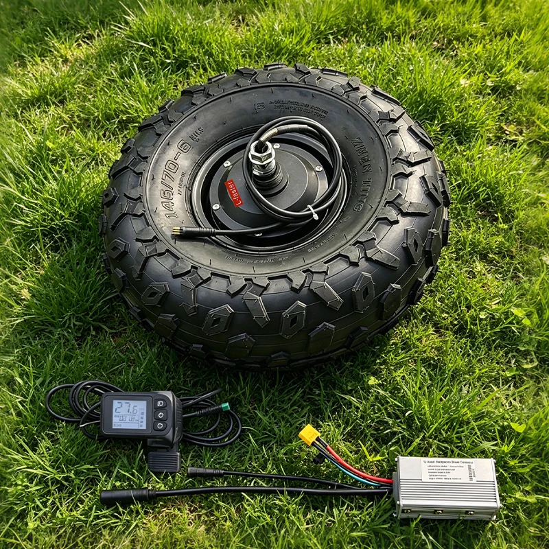 L-FASTER 350W Elektrische Schubkarre mit bürstenlosem Nabenmotor-Kit, 14,5-Zoll-Rad und LCD-Display-Controller