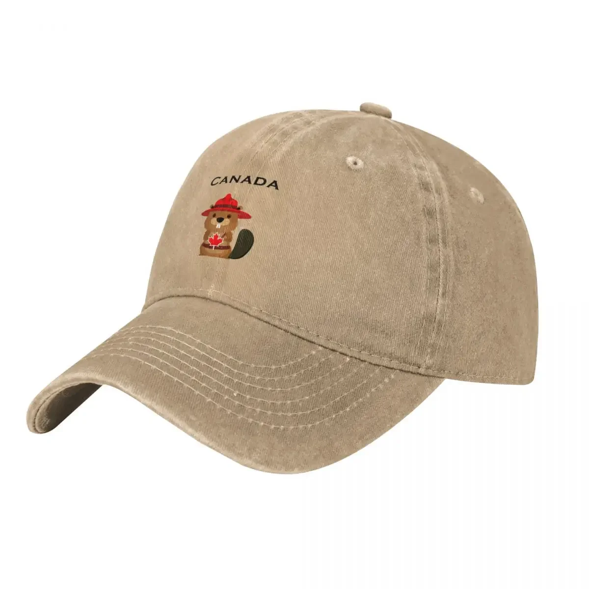 Cute Canada Beaver with Maple Leaf Light-Color Baseball Cap Gentleman Hat Christmas Hat Golf Women's Golf Clothing Men's