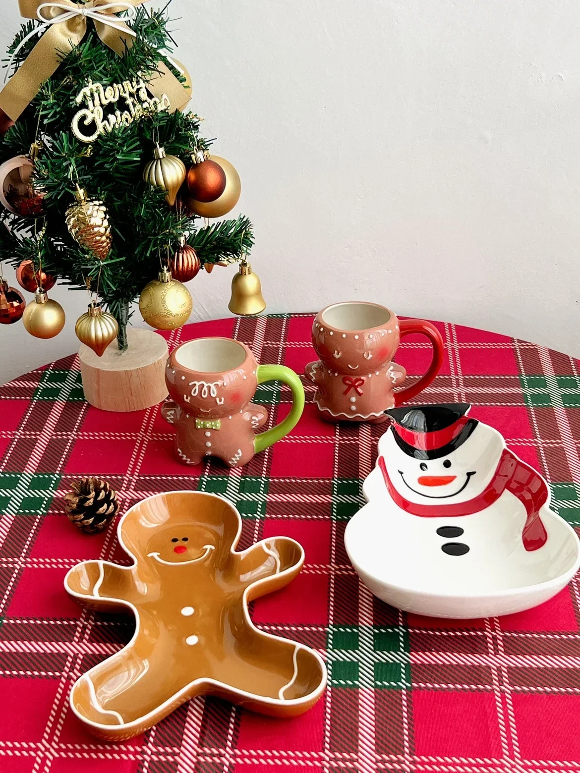 Christmas Cute Stuff Gingerbread Man Boy Girl Cup Couple Cup Gingerbread Man Plate Snowman Plate Christmas Gift