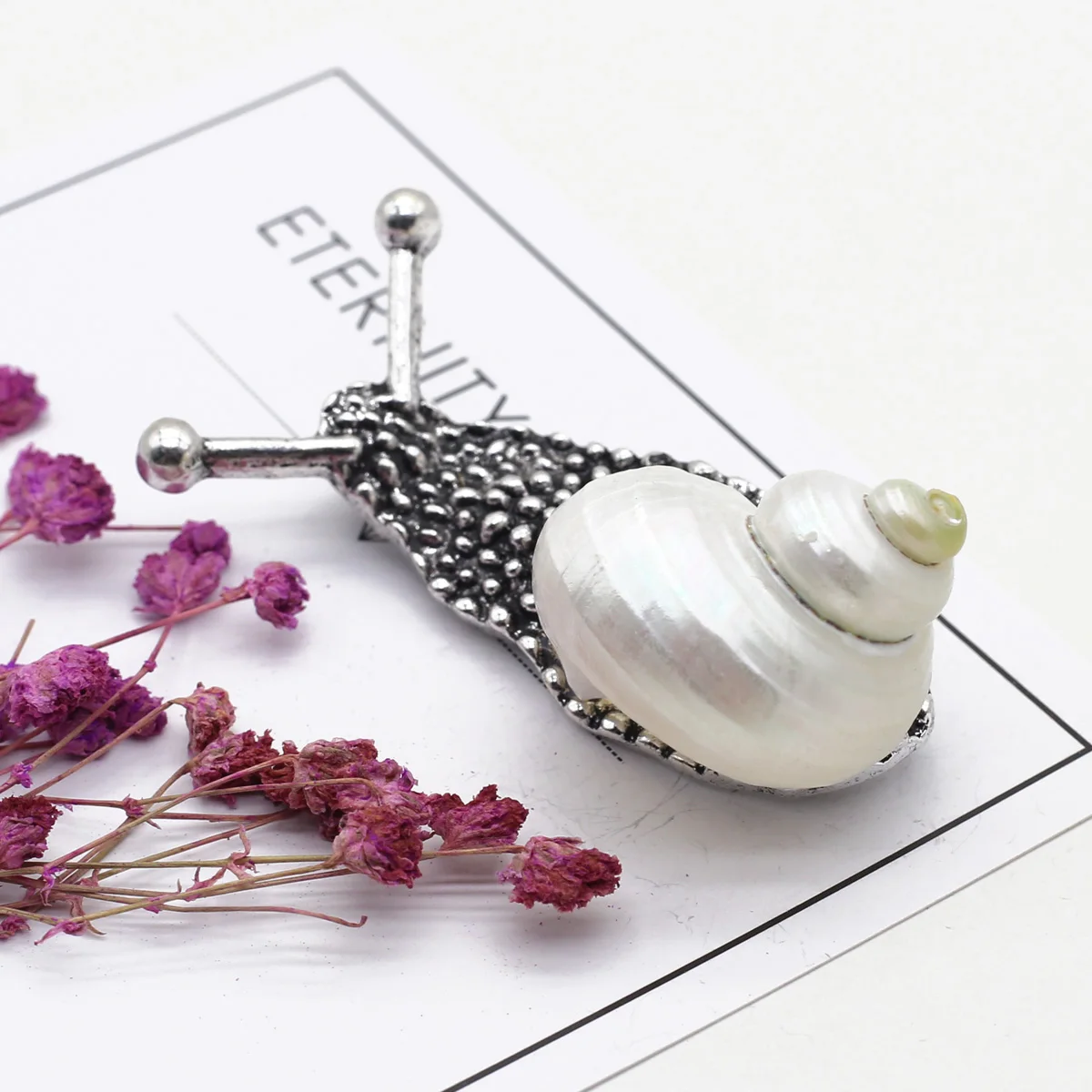 Natural Shell Snail Brooch Pendant Alloy Golden Silvery Corsage Charms For Jewelry Making DIY Necklace Women Gift Party 55X30mm - Image 4