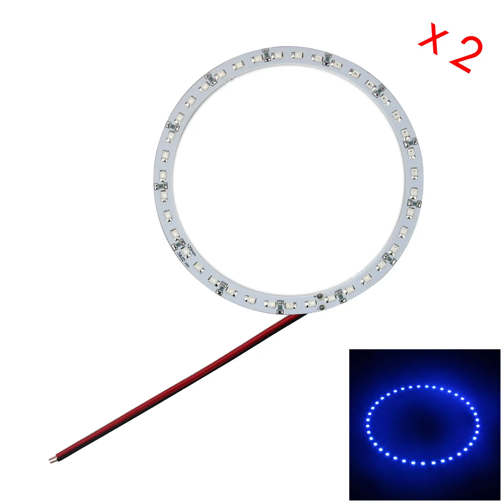 Blue Car Angel Eye Halo Anéis Blub Lâmpada de cauda, 2x, 120mm, 39 2835 LED, Z5180