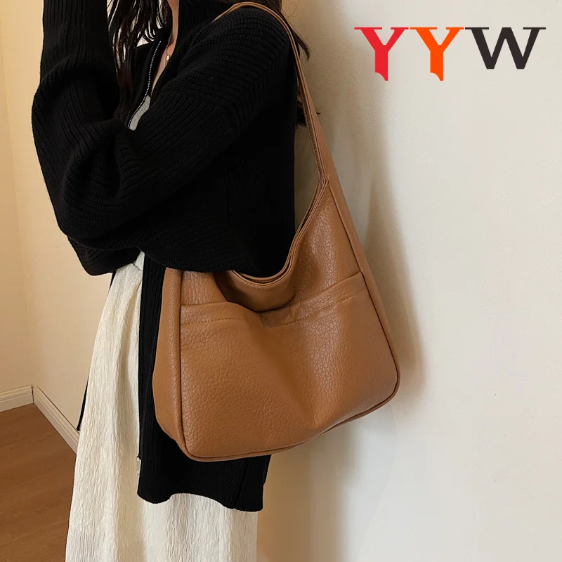 

Women Vintage Hobo Bag Casual PU Leather Shoulder Bag Large Capacity Retro Tote Handbag Soft Underarm Bag Fall Winter Bag 2025