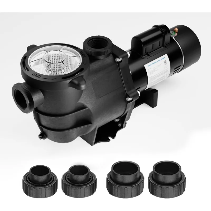 

2HP Dual Voltage Pool Pump, 6420GPH Flow, 66FT Head Lift, 1.5" and 2" Fittings, Self-Priming Water Pump for Inground/Above
