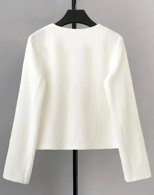 秋らしい無地のラウンドネックボタンアップショートジャケット、エレガントな社交界スタイルと小さな香りの漂う気質を備えたショートジャケット