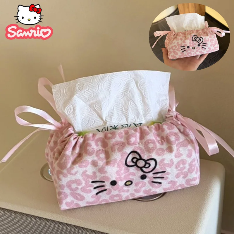 Sanrio Hello Kitty Taschentuchbox, niedlicher Cartoon-Organizer für Papierhandtücher, für Damen, Zuhause, Wohnzimmer, Schreibtisch, Taschentuchbox, Geschenk