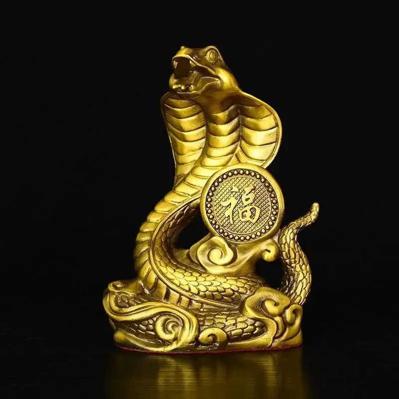 Feng Shui Copper Brass Snake Ornaments,  Golden Pythons Living Room Decor Handicrafts Ornaments