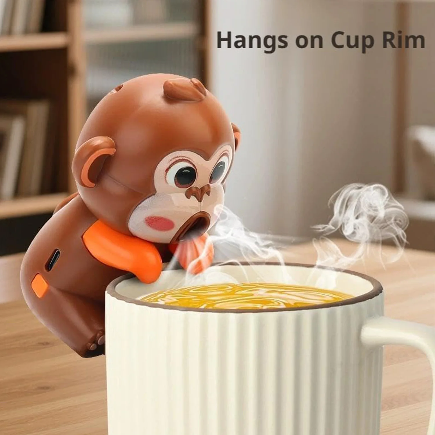 Rechargeable Clip-On Cooling Fan Mini Cute Animal Fans for Cup Bowl Hanging Mug Fan for Iced Coffee Soup Drinks,Fast Air Blowing