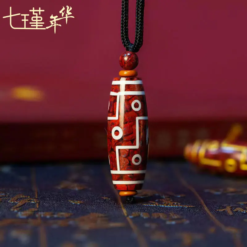 

Ожерелье из натуральной сырой руды циннабар для мужчин и женщин на год рождения, ожерелье для защиты тела, Кристальный прозрачный кулон из бусин Dzi, Whol