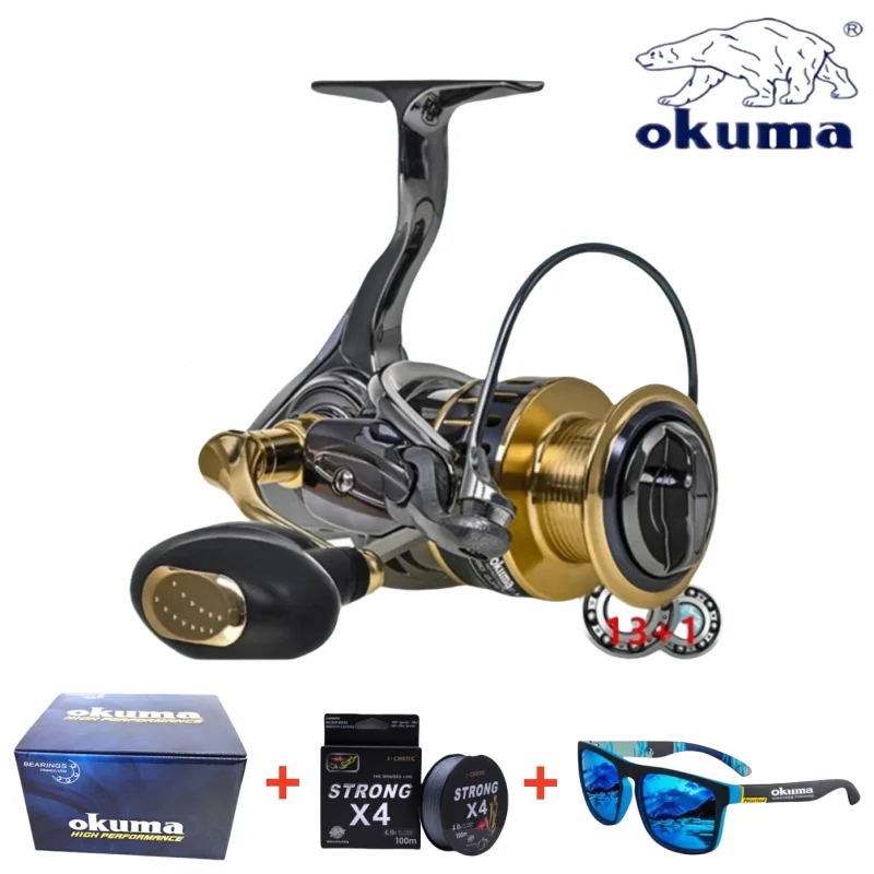 La nueva estructura de transmisión de ruedas de pesca de Okuma es precisa y el lanzamiento es suave y estable.