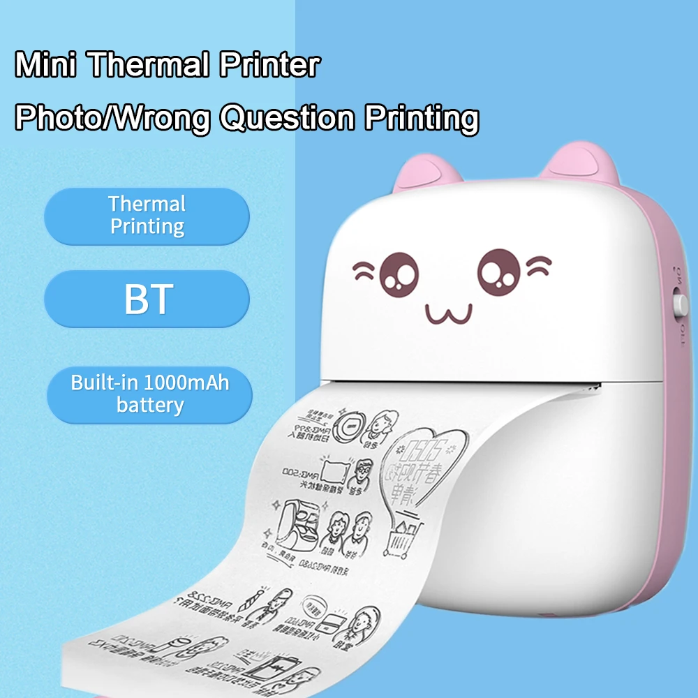 Mini Portable Thermal Printer  Wireless  Label Photo Sticker Printer for Girls ,Boys