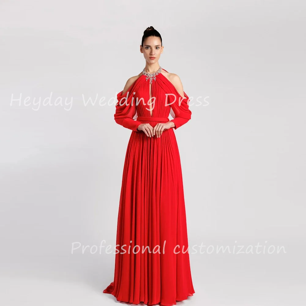 Heyday Pretty Dress Customized Ruched O-Neck A-Line Satin Fashion Formal Evening Dress Floor Length Party Dress For Women 2025