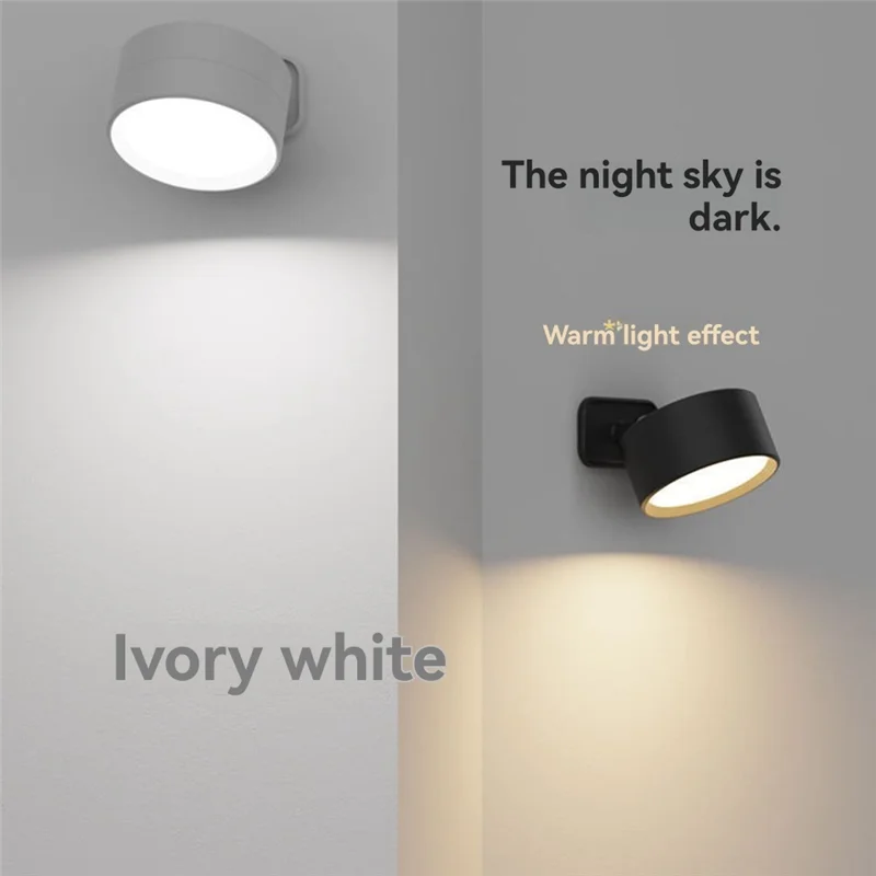 

Перезаряжаемый магнитный светодиодный настенный светильник 360° ° Поворотный сенсорный прожектор для шкафа с дистанционным управлением для дома и офиса, черный