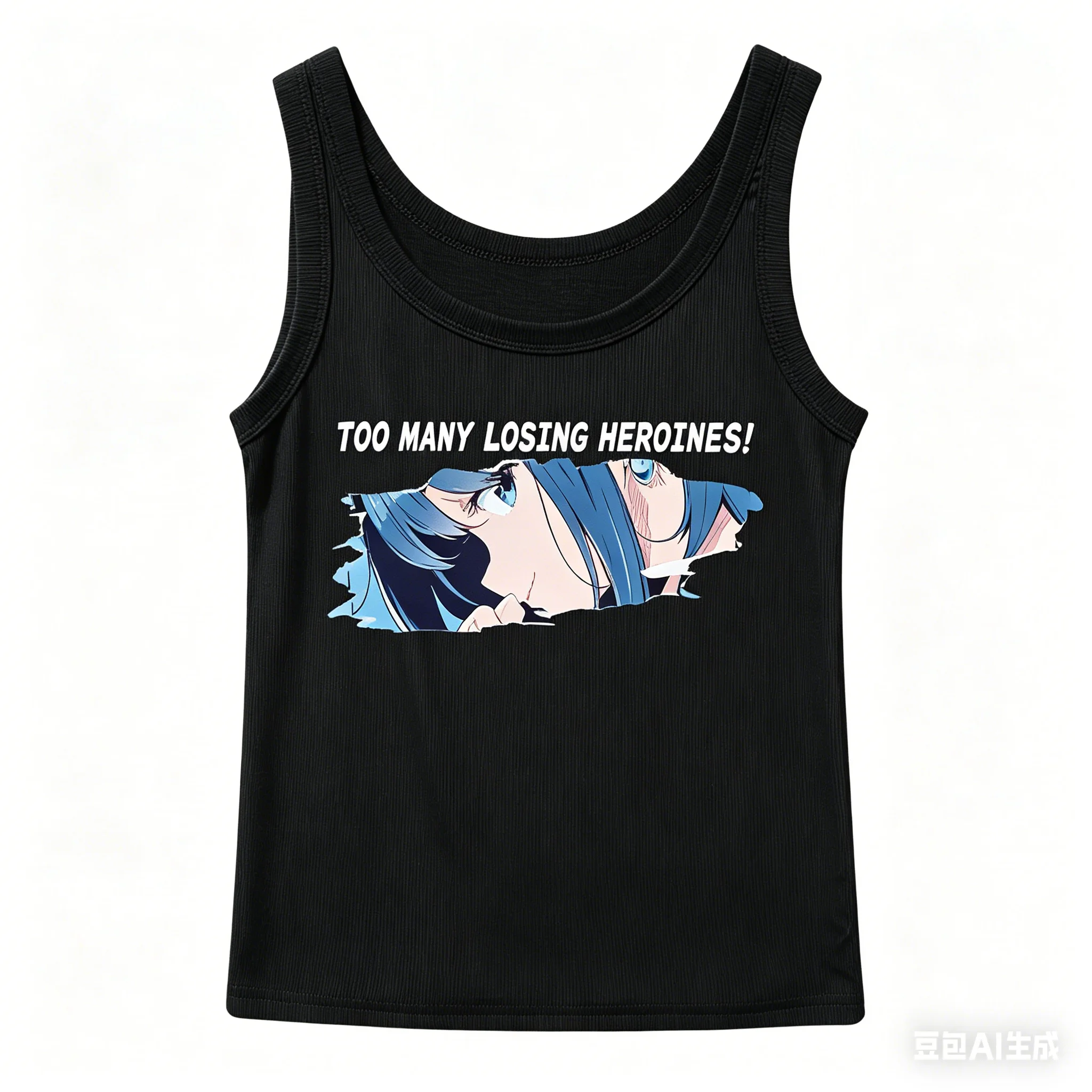Makeine Too Many Losing Heroines! Ribbed Tank personality Clothes New Model Anime T-shirt Plus Size Streetwear Trendy Y2k Short