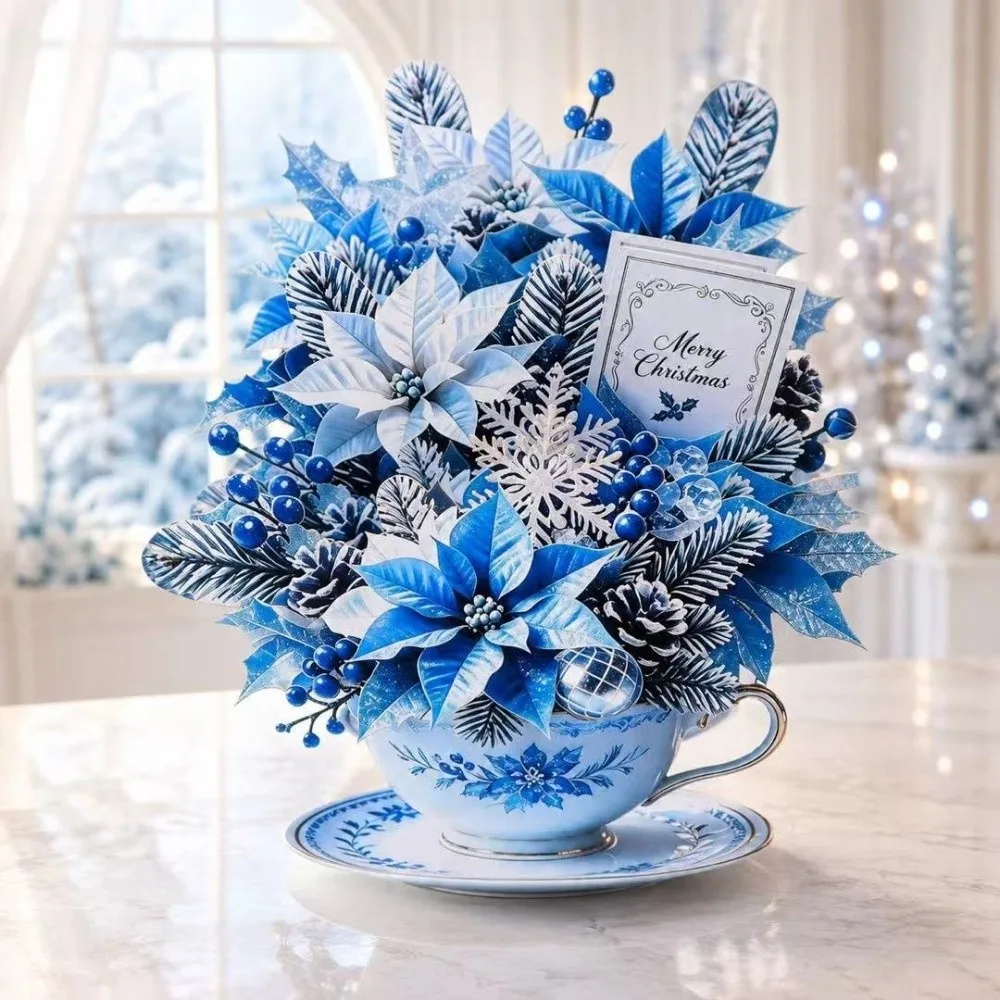 3D Pop Up Teacup Card Home Decor Surprise Floral Bouquet Cards Best Wishes with Envelope & Message Note Pop Up Card