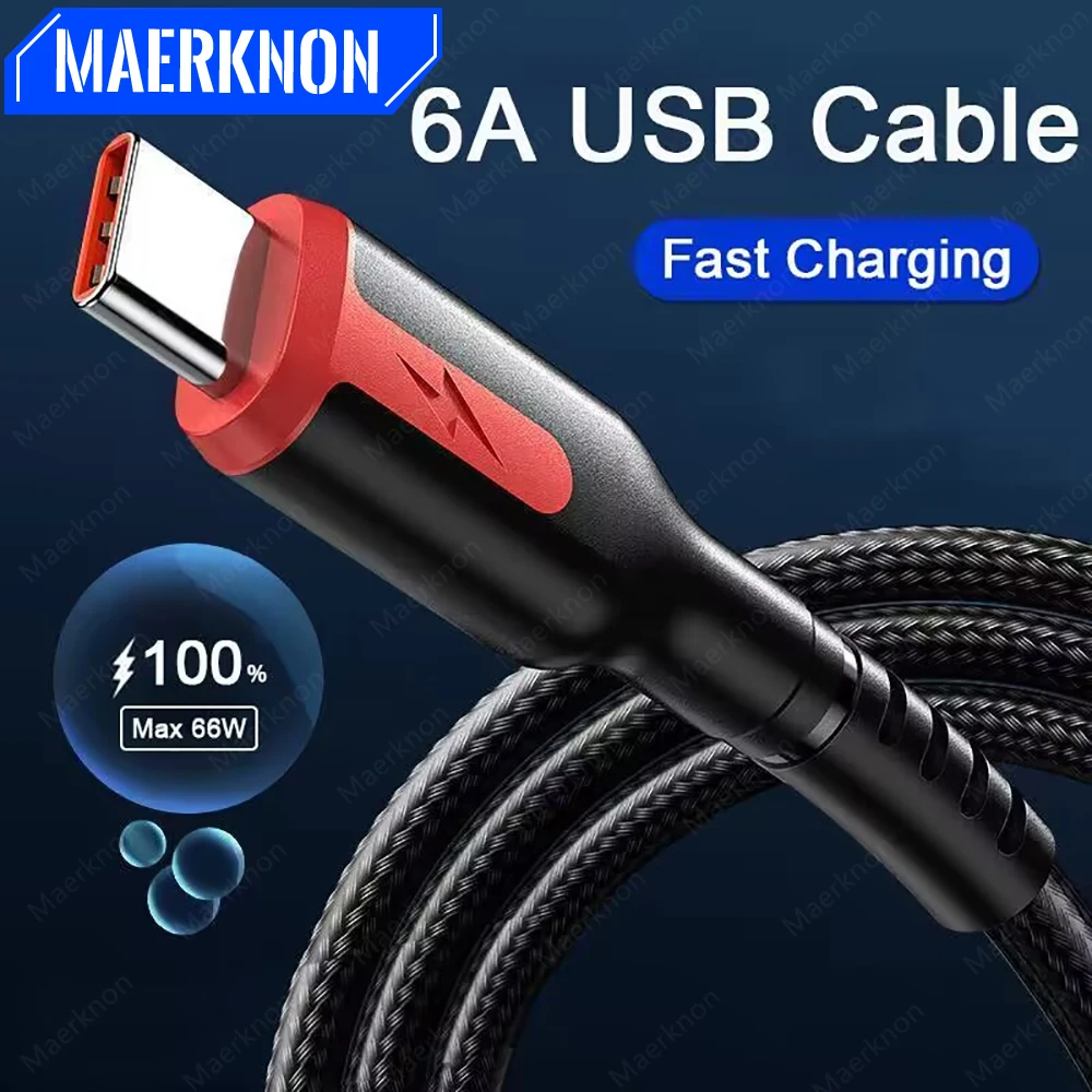 

6A USB Type C Cable 66W Super Fast Charging Micro USB Date Cord For Huawei Mate 40 50 Xiaomi 12 Samsung USB C Phone Charger Wire