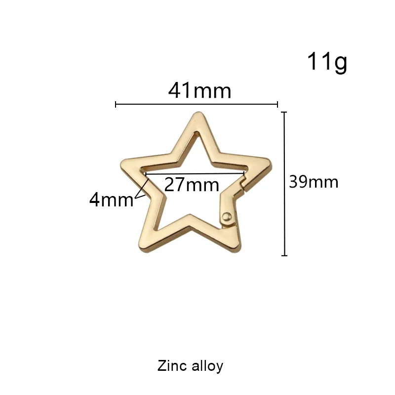 19MM 27MM Pentagram Metal Spring Gate Keyring Hooks For Bags Purse Belt Openable Five-pointed Star Carabiner Buckles Accessories