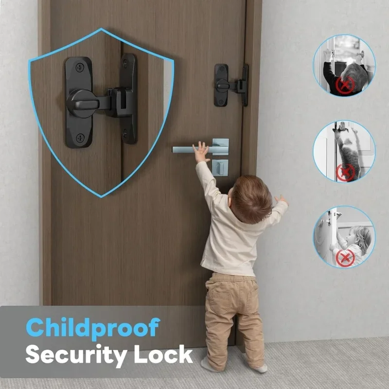 90/180 °   Fechadura de porta flip anti-roubo - Trava deslizante de parafuso de porta pequena de liga de zinco, parafuso de porta de segurança doméstica, hardware resistente