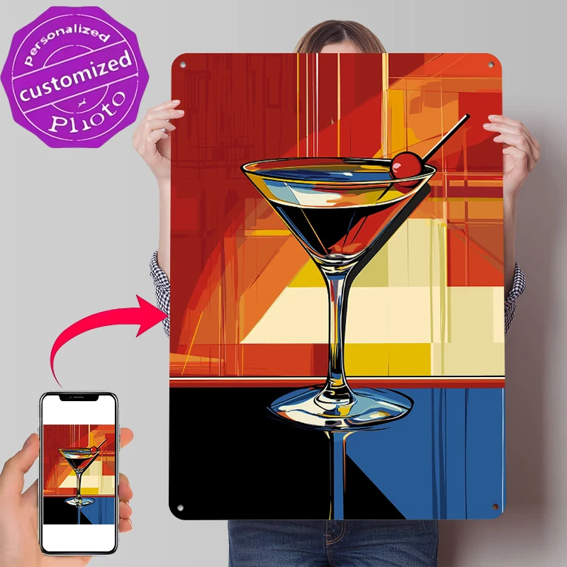 Martini With Cherry Poster Customized Vintage Metal Signs Wall Art Retro Tin Plaque for Room Decoration At Home Decor Items Men