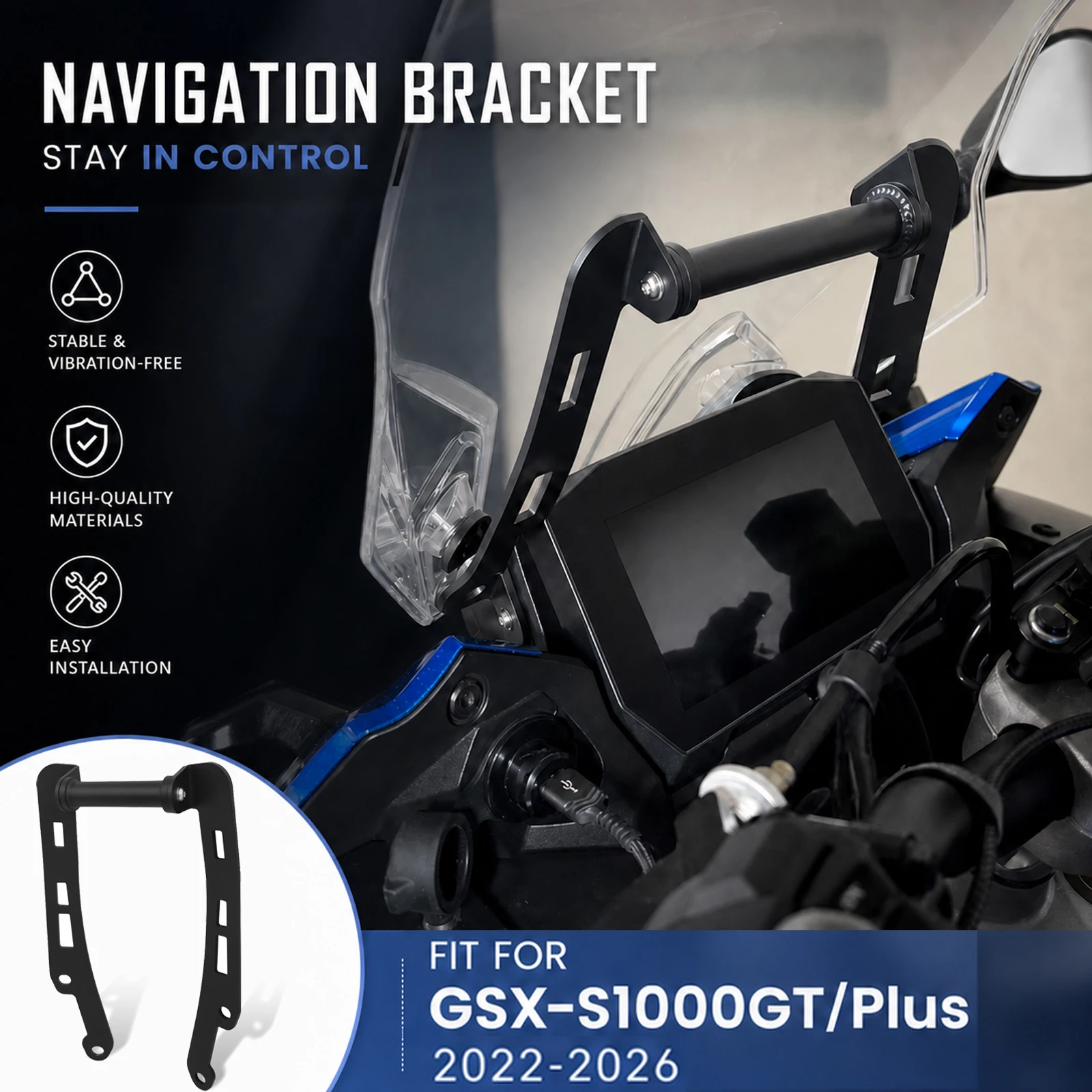 For GSX-S1000GT Plus GSX-S 1000GT 2026 gsxs 1000 gt 2022-2025 GPS Smart Phone Navigation Mount Mounting Bracket Adapter Holder