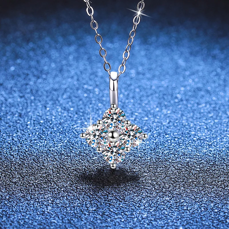 جديد PT950 البلاتين السكر مكعب قلادة قلادة 1.2Ct مويسانيتي المرأة ضوء الفاخرة الترقوة سلسلة بالجملة بث مباشر #1