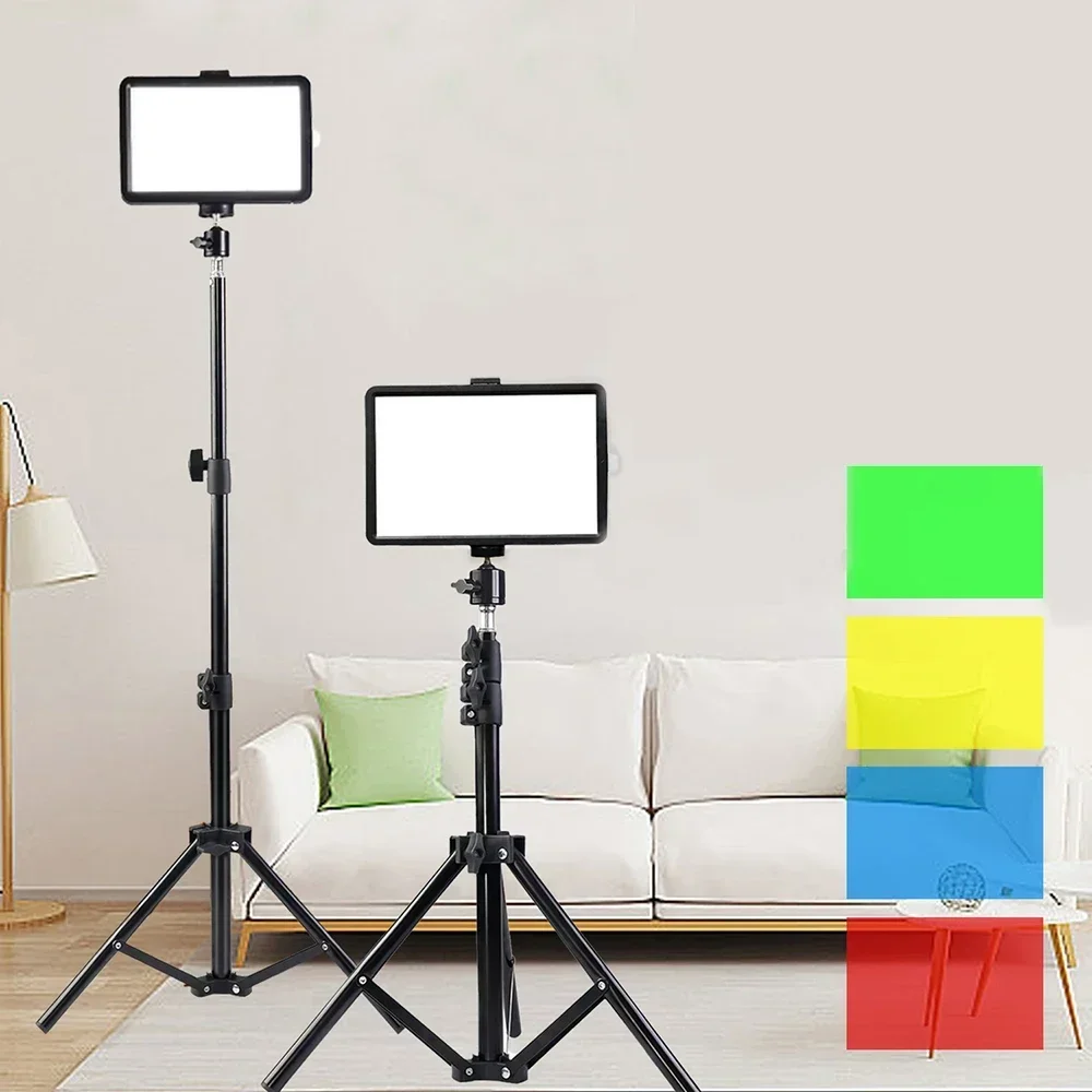 ZOMEI LED-Videoleuchte, Kamera-Fotografie-Beleuchtungsset mit Stativ, 4-farbige RGB-Filter zum Filmen von Streaming-Studioaufnahmen