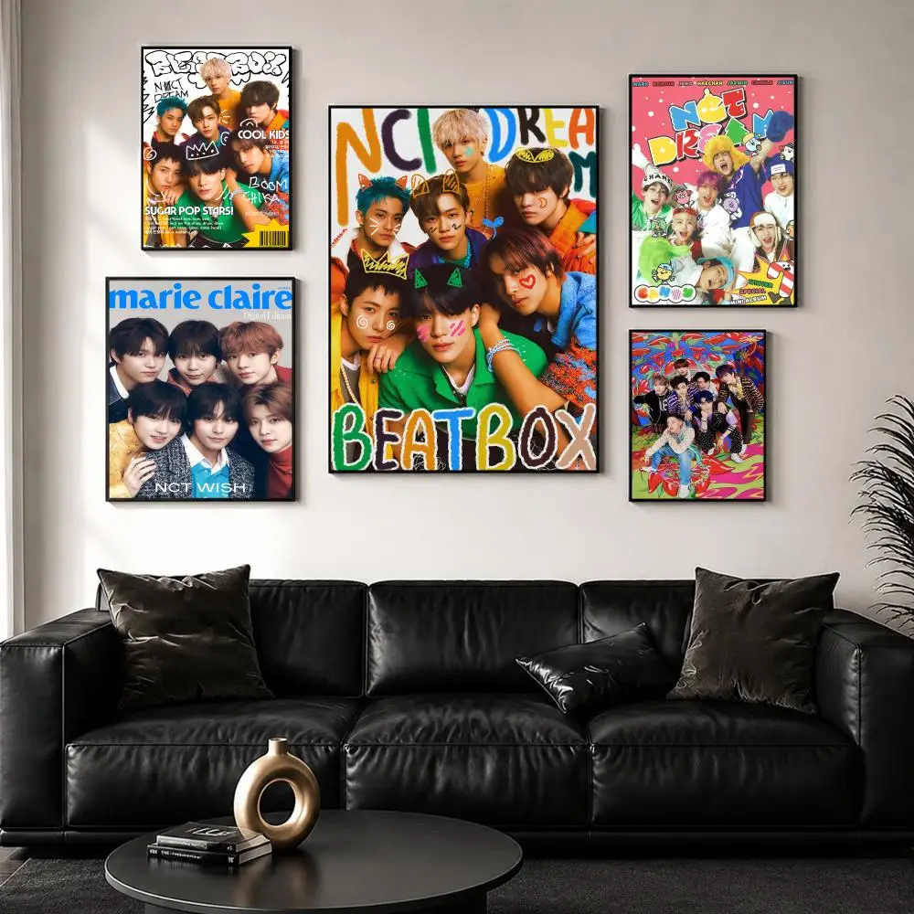 Hot Korea Kpop Band N-NCT Wish Poster Sticker Self Adhesive for Playroom Bedroom Hallway Home Wall Art Decor Gift