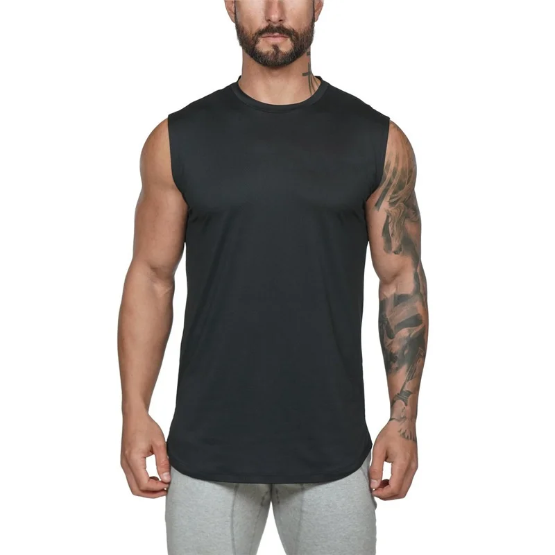 Men's Spor Svel T-irt Summer Running Fitn Training Top Special Wide Fit Stand Collar Knitted Vest without Logo