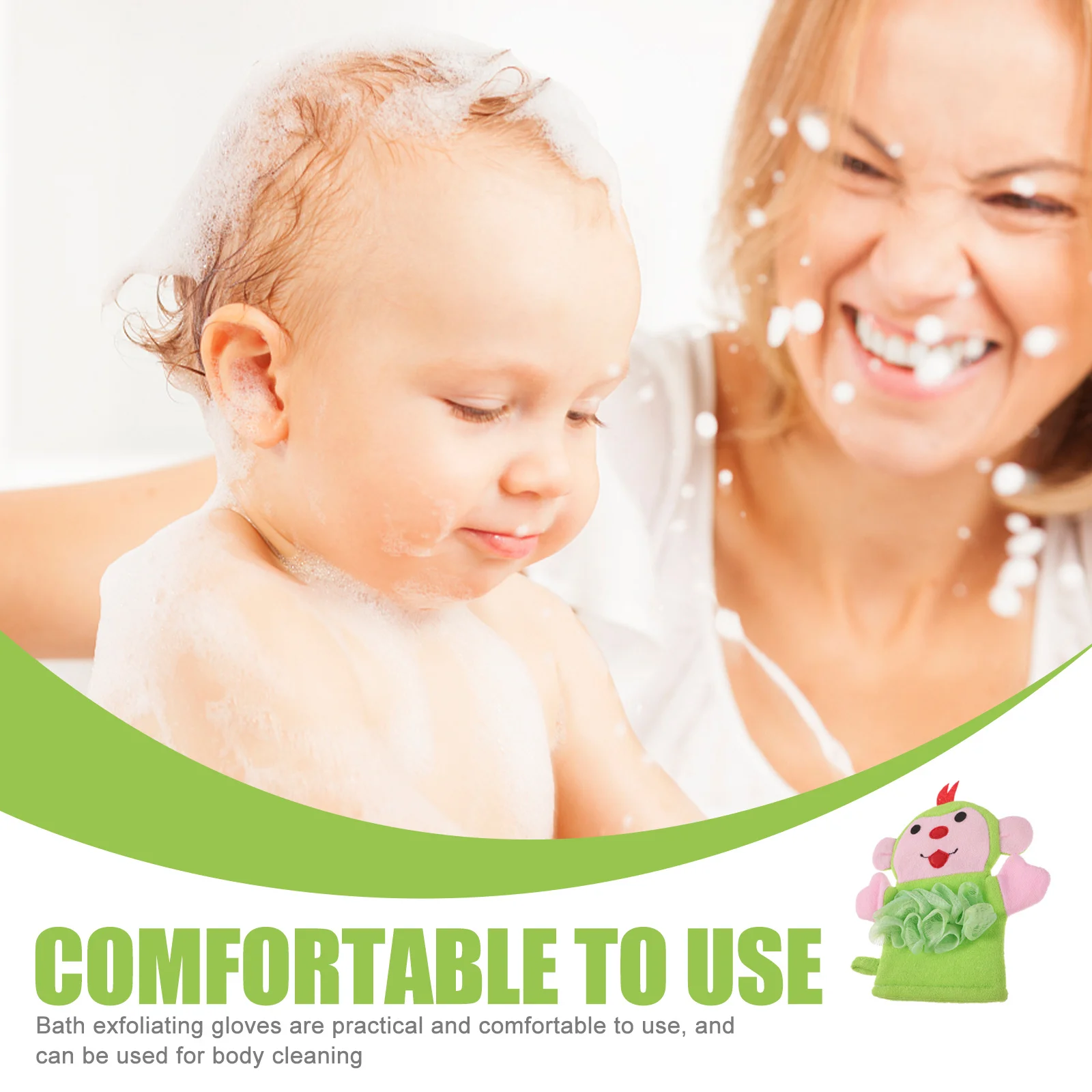 

3Pcs Cute Animal Bath Gloves Infant Baby Bath Mitts Exfoliating Body Scrubber Portable Bathing Foaming Glove for Sensitive Skin